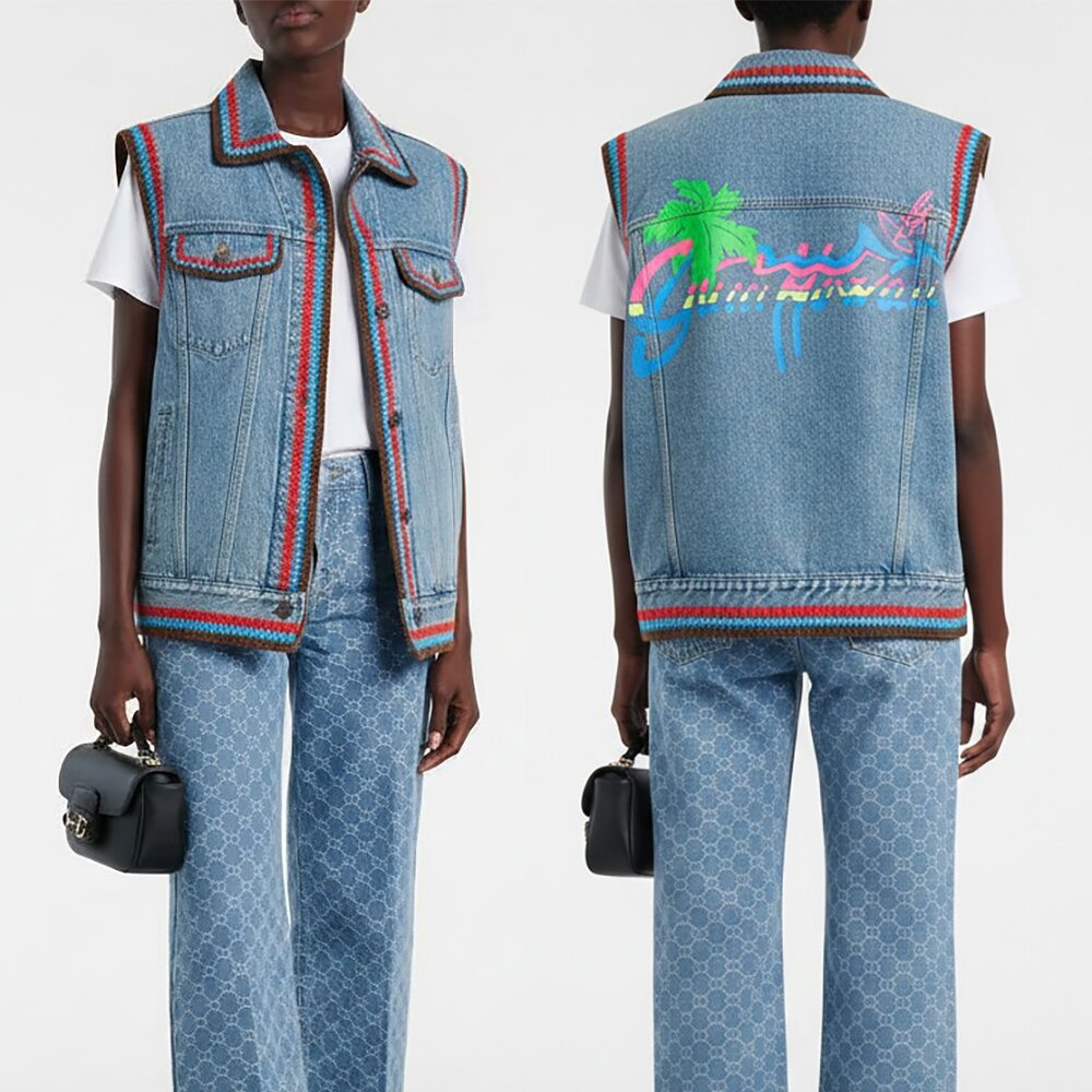 Gucci x Dover Street Market Denim Vest Pre-Fall 2020 Blue Size IT 36 US 0 NWT